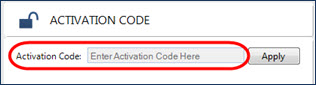 Activation code field screenshot